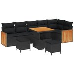 vidaXL Ensemble de canapé de jardin avec coussin 11 Pièces Noir polyrotin