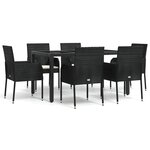 vidaXL Ensemble à manger de jardin coussins 7Pièces Noir Résine tressée