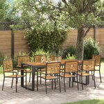 Ensemble de Salle à Manger de Jardin 9 Pièces en Poly Rattan Noir Acacia vidaXL