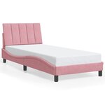 vidaXL Cadre de lit avec lumières LED rose 80x200 cm velours