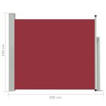 vidaXL Auvent latéral rétractable de patio 100x300 cm Rouge