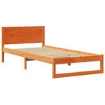 vidaXL Cadre de lit avec tête de lit Brun cire 100 x 200 cm Pin massif