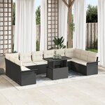 vidaXL Ensemble de canapé de jardin avec coussin avec oreiller 11 Pièces Noir Marron