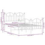 vidaXL Cadre de lit métal sans matelas et pied de lit blanc 120x200 cm