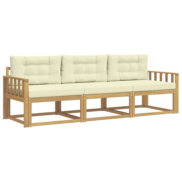vidaXL Ensemble de canapés d'extérieur 3 Pièces Blanc et crème Polyester