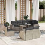 vidaXL Salon de jardin 9 Pièces avec coussins gris clair résine tressée