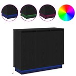 Buffet vidaXL avec LED en chêne noir 90x32x75 cm en bois d'ingénierie