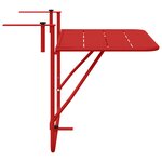 Table de balcon suspendue pliable vidaXL Rouge 60x40 cm Acier