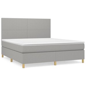 vidaXL Sommier à lattes de lit avec matelas Gris clair 160x200cm Tissu