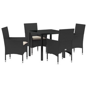 vidaXL Ensemble de salle à manger pour jardin 5 Pièces Noir polyrotin