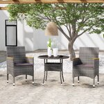 vidaXL Mobilier à dîner de jardin 3 Pièces Résine tressée Gris