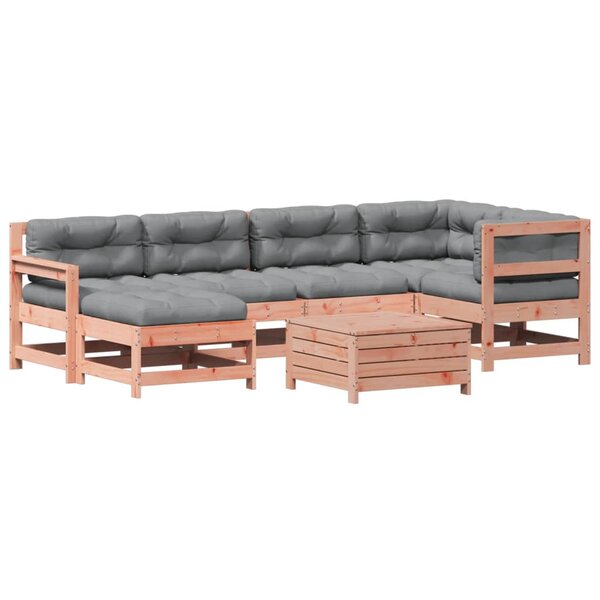 vidaXL Salon de jardin 7 Pièces avec coussins bois massif douglas