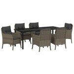 vidaXL Ensemble de salle à manger pour jardin 7 pc Gris polyrotin