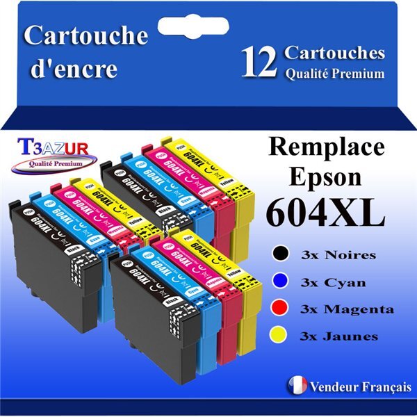 12x Cartouches compatibles avec Epson 604 XL pour Epson WorkForce WF-2910DWF  WF-2930DWF  WF-2935DWF  WF-2950DWF
