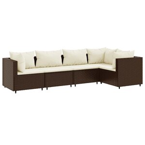 vidaXL Salon de jardin 5 Pièces avec coussins Marron Résine tressée