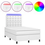 vidaXL Sommier à lattes de lit avec matelas et LED Blanc 120x200 cm