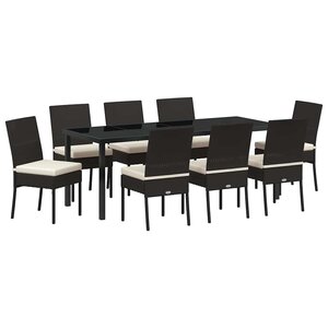 vidaXL Ensemble de salle à manger pour jardin 9 pc Noir