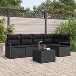 vidaXL Ensemble de canapé de jardin avec coussin 6 Pièces Noir