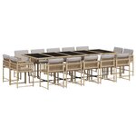 vidaXL Ensemble à manger de jardin et coussins 15 Pièces mélange beige