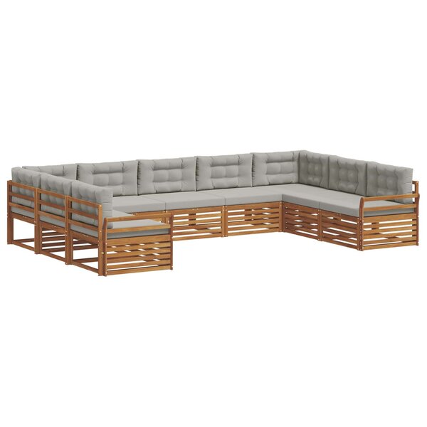 vidaXL Ensemble de canapés d'extérieur 9 pc Gris Naturel et Clair