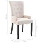 vidaXL Chaises à manger avec accoudoirs lot de 2 beige tissu