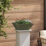 vidaXL Porte-plante en métal Vert olive Métal 40 x 40 x 15 cm