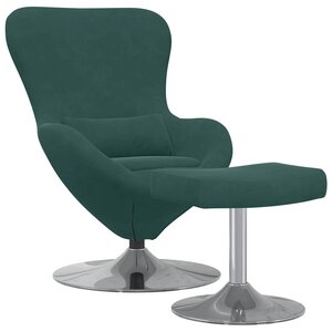 vidaXL Chaise Œuf avec Pouf Vert foncé 63 x 73 x 90 cm Velours