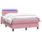 vidaXL Sommier à lattes de lit avec matelas et LED rose 120x220 cm velours