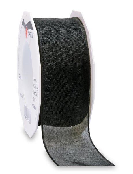 Organza four seasons 25-m-rouleau 40 mm  noir laitonné