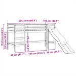 vidaXL Lit mezzanine enfants avec tour bleu 90x200 cm bois pin massif