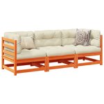 vidaXL Salon de jardin 3 Pièces avec coussins cire marron bois pin massif