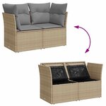 vidaXL Canapé de jardin avec coussins 2 places beige résine tressée