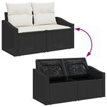 Ensemble de sofa de jardin 10 pièces avec coussins en poly rotin noir acacia