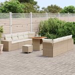 vidaXL Ensemble de canapé de jardin 11 Pièces Beige et crème polyrotin