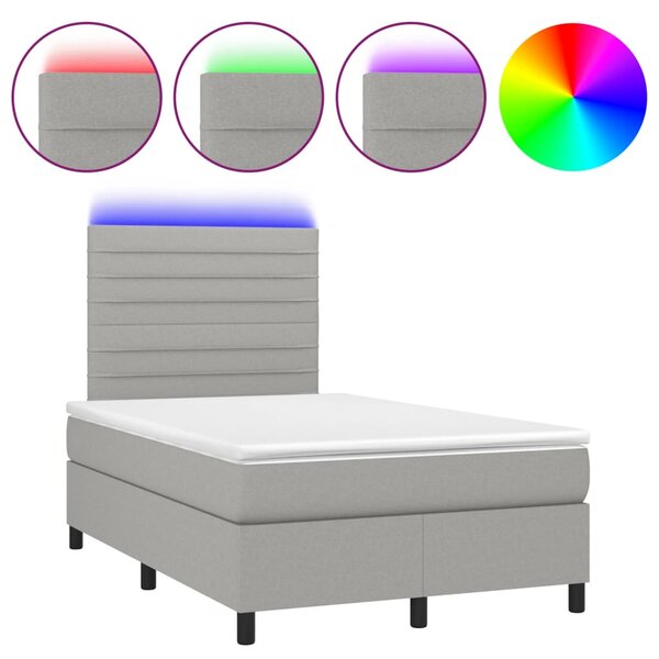 vidaXL Sommier à lattes de lit matelas LED gris clair 120x190 cm tissu