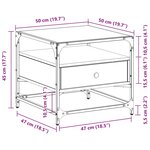 vidaXL Table basse avec dessus en verre noir 50x50x45 cm acier