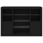 vidaXL Buffets avec lumières LED 3 Pièces noir bois d'ingénierie