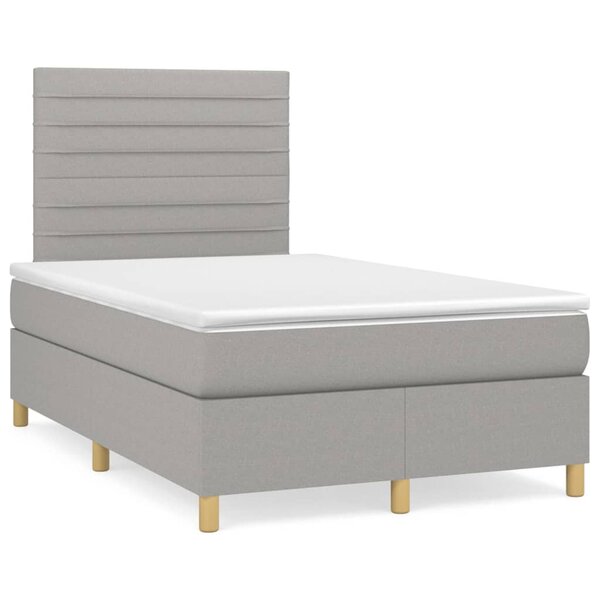 vidaXL Sommier à lattes de lit avec matelas Gris clair 120x200cm Tissu