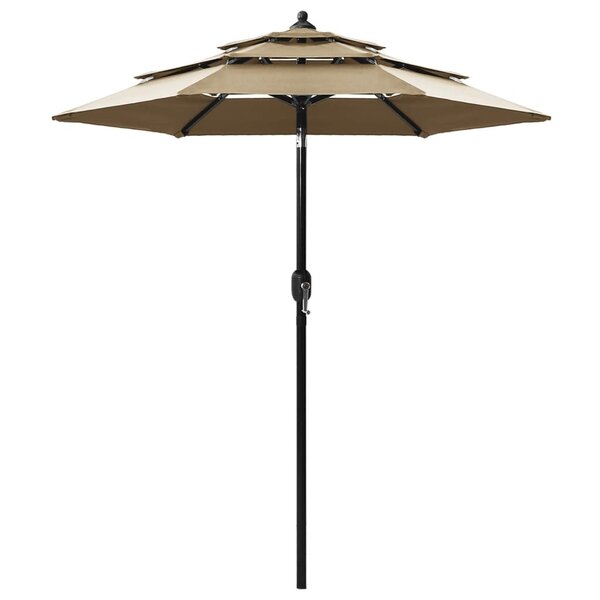 vidaXL Parasol de jardin à 3 niveaux avec mât en aluminium taupe 2 m