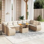 vidaXL Salon de jardin 11 Pièces avec coussins beige résine tressée