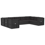 vidaXL Salon de jardin 9 Pièces avec coussins Noir Résine tressée