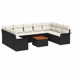 vidaXL Ensemble de canapé de jardin 10 Pièces Noir  Crème 55 x 55 x 37 cm