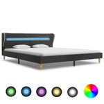 vidaXL Cadre de lit avec LED gris foncé jute 180 x 200 cm