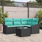 vidaXL Ensemble de Canapés avec coussin 5 Pièces Noir polyrotin