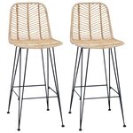 vidaXL Chaise de bar 2 pc Naturel 44 x 53 x 111 cm Rotin et métal