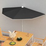 vidaXL Demi-parasol de jardin avec mât 180x90 cm Noir