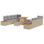 vidaXL Ensemble de canapé de jardin 11 Pièces Beige et Gris clair