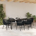 vidaXL Set de salle à manger de jardin 7 pièces noir poly rotin