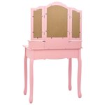 vidaXL Ensemble de coiffeuse avec tabouret Rose 80x69x141 cm Paulownia