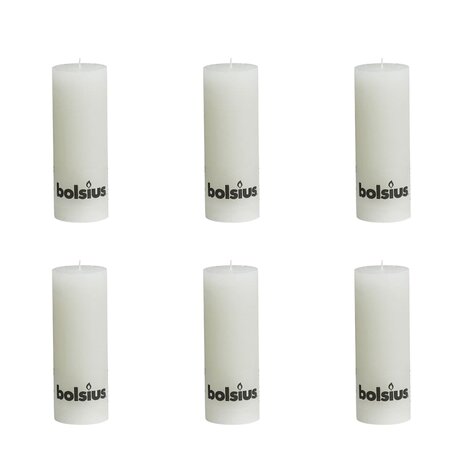 Lot de 6 bougies 190 x 68 mm blanc bolsius